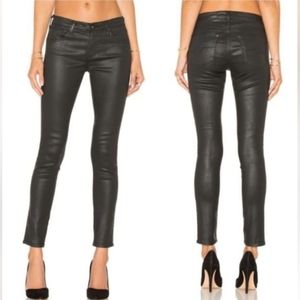 AG ADRIANO GOLDSCHMIED The Legging Super Skinny Fit Leatherette Jean Black 27R